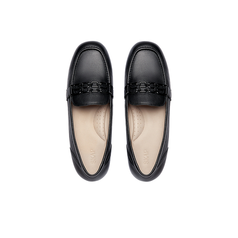 SKAP圣伽步女鞋2025秋季新款舒适气质一脚蹬平马衔扣跟女士乐福鞋