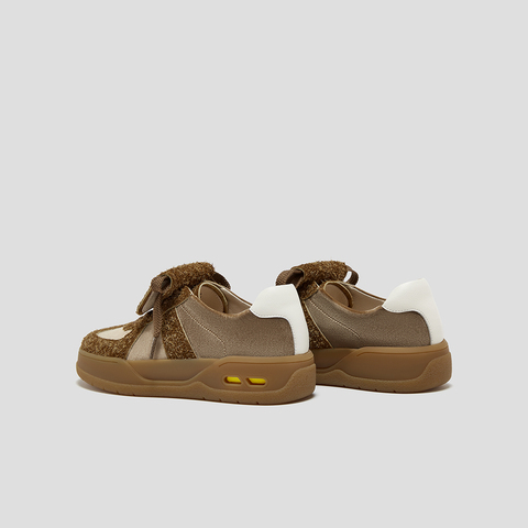 SKAP圣伽步女鞋2025秋季新款德训鞋轻便增高翻盖复古拼接女休闲鞋