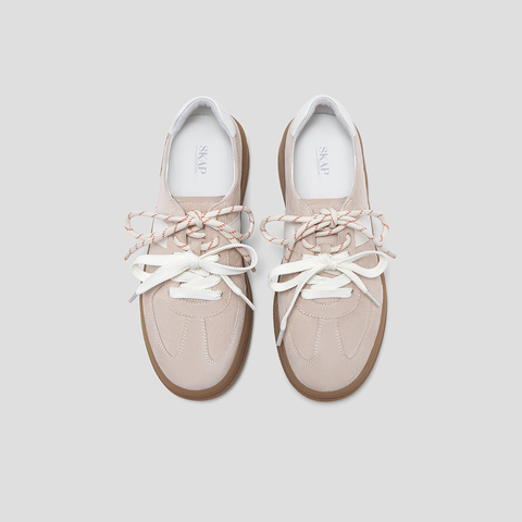 SKAP圣伽步女鞋2025秋季新款德训鞋轻便增高双鞋带复古女士休闲鞋