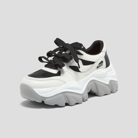 SKAP圣伽步女鞋2025秋季新款复古透气增高网面经典老爹女款运动鞋