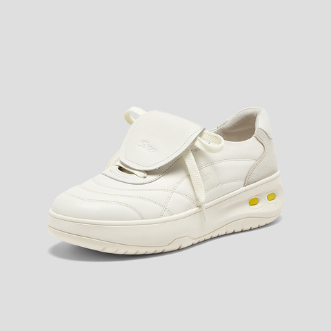 SKAP圣伽步女鞋2025秋季新款小白鞋日常翻盖轻便增高女款休闲鞋