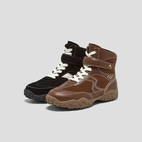 SKAP圣伽步女鞋2025冬季新款马丁靴休闲西部靴高帮复古女款运动靴