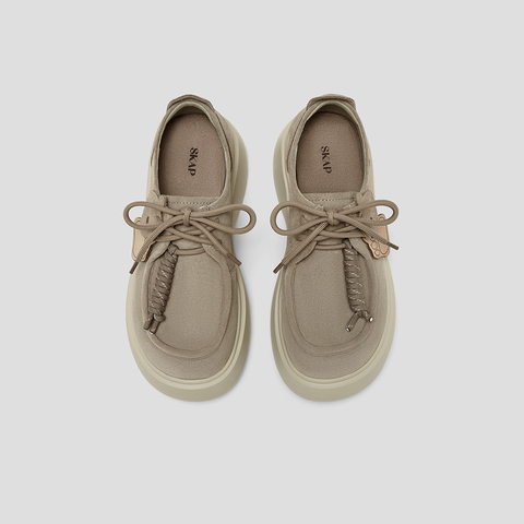 SKAP圣伽步女鞋2025秋季新款袋鼠厚底系带百搭舒适时尚女款休闲鞋