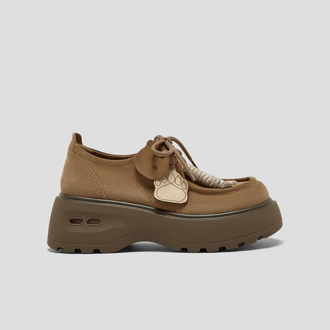 SKAP圣伽步女鞋2025秋季新款袋鼠厚底系带百搭舒适时尚女款休闲鞋