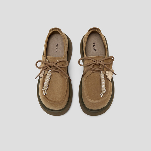 SKAP圣伽步女鞋2025秋季新款袋鼠厚底系带百搭舒适时尚女款休闲鞋