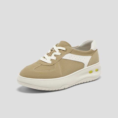 SKAP圣伽步女鞋2025秋季新款休闲鞋增高复古小个子轻便女款德训鞋