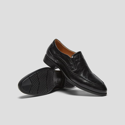 SKAP圣伽步男鞋2025秋季新款手抓纹皮商务轻便一脚蹬男士正装皮鞋