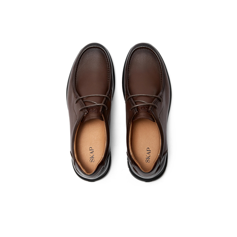 SKAP圣伽步男鞋2025秋季新款通勤复古舒适系带平底男士休闲皮鞋