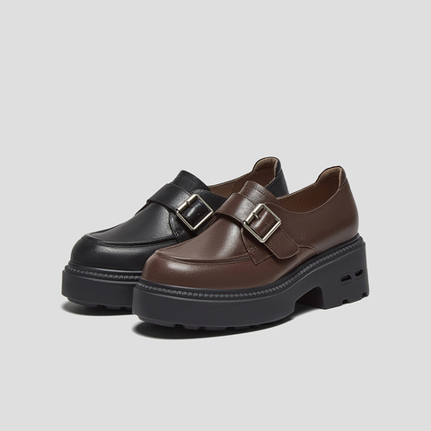 SKAP圣伽步女鞋2025秋季新款乐福厚底通勤气质百搭舒适女款休闲鞋