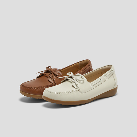 SKAP圣伽步女鞋2025秋季新款休闲乐福通勤蝴蝶结软底复古女豆豆鞋