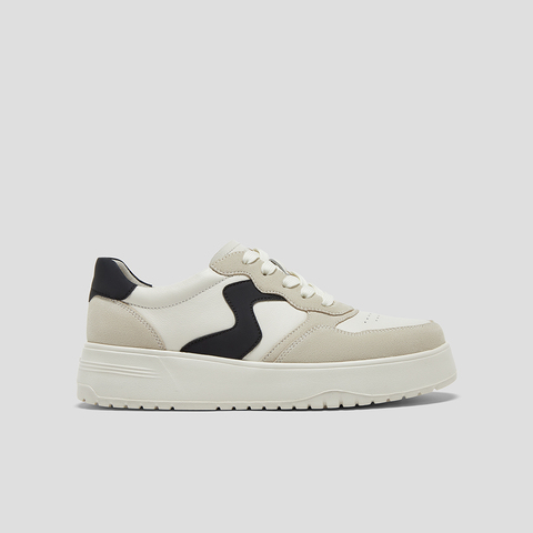 SKAP圣伽步女鞋2025春季新款板鞋时尚简约厚底系带舒适女休闲鞋