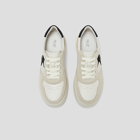 SKAP圣伽步女鞋2025春季新款板鞋时尚简约厚底系带舒适女休闲鞋