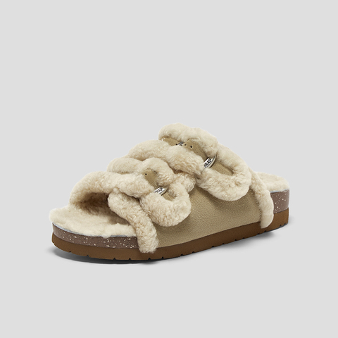 SKAP圣伽步女鞋2025秋季新款休闲鞋保暖毛毛鞋舒适懒人拖女勃肯拖