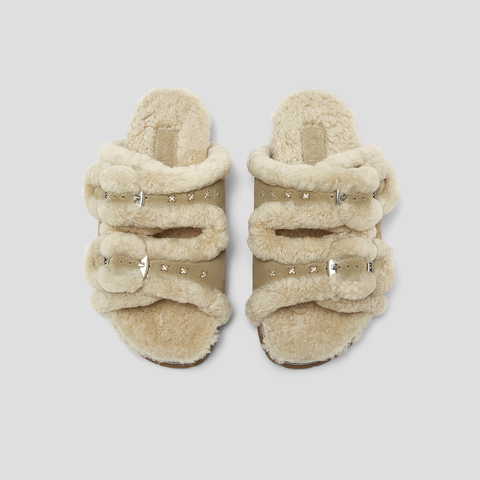 SKAP圣伽步女鞋2025秋季新款休闲鞋保暖毛毛鞋舒适懒人拖女勃肯拖