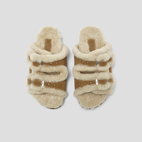 SKAP圣伽步女鞋2025秋季新款休闲鞋保暖毛毛鞋舒适懒人拖女勃肯拖