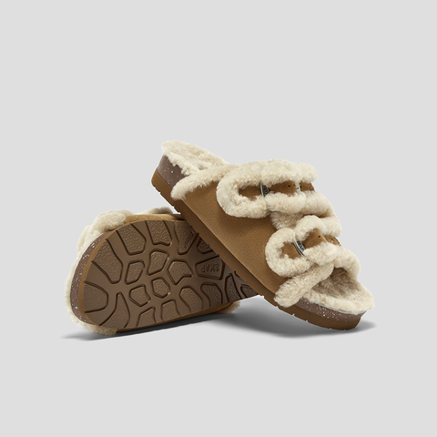 SKAP圣伽步女鞋2025秋季新款休闲鞋保暖毛毛鞋舒适懒人拖女勃肯拖