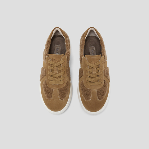 SKAP圣伽步女鞋2025秋季新款毛毛鞋保暖舒适轻便拼接女款休闲鞋