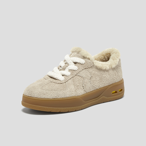 SKAP圣伽步女鞋2025秋季新款毛毛鞋加绒加厚保暖舒适女款休闲鞋