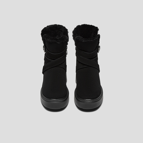 SKAP圣伽步女鞋2025冬季新款休闲短靴保暖复古绑带舒适女款雪地靴