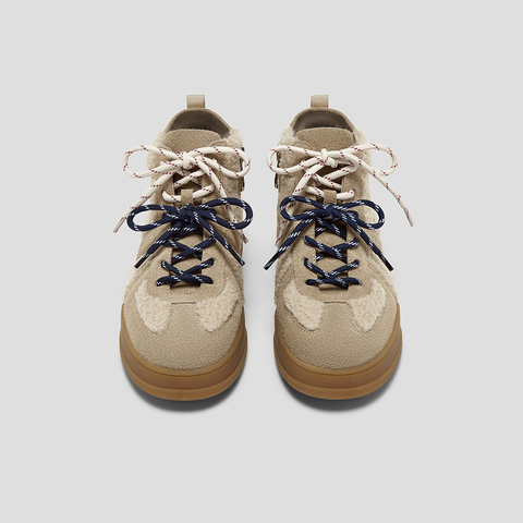 SKAP圣伽步女鞋2025冬季新款短靴双鞋带保暖毛绒增高女款休闲靴