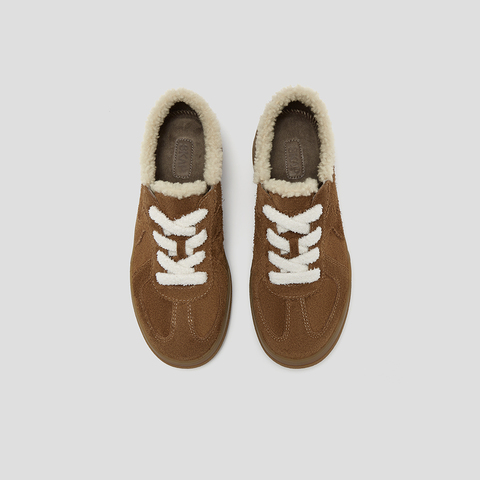 SKAP圣伽步女鞋2025秋季新款毛毛鞋加绒加厚保暖舒适女款休闲鞋