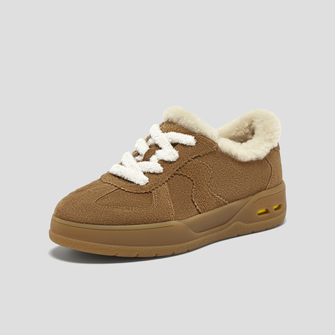 SKAP圣伽步女鞋2025秋季新款毛毛鞋加绒加厚保暖舒适女款休闲鞋