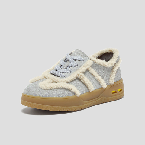 SKAP圣伽步女鞋2025秋季新款毛毛鞋保暖休闲舒适增高女款休闲鞋