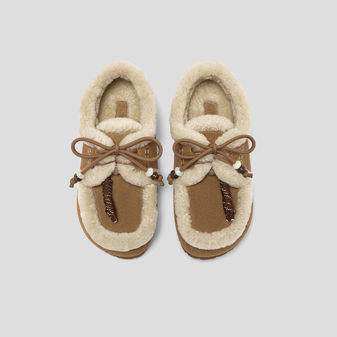 SKAP圣伽步女鞋2025秋季新款勃肯鞋舒适保暖毛毛鞋加绒女款休闲鞋