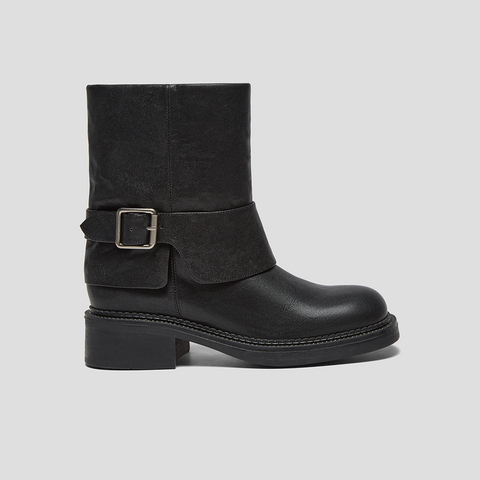 SKAP圣伽步女鞋2025冬季新款短筒休闲靴轻质粗跟英伦女款时装靴