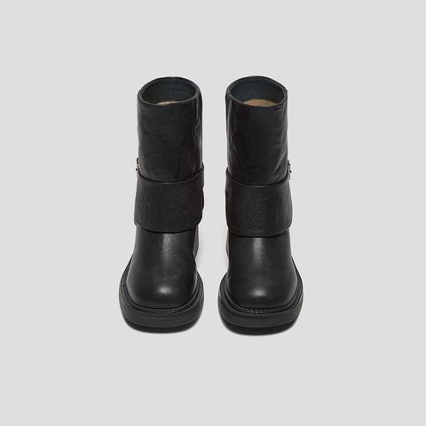 SKAP圣伽步女鞋2025冬季新款短筒休闲靴轻质粗跟英伦女款时装靴