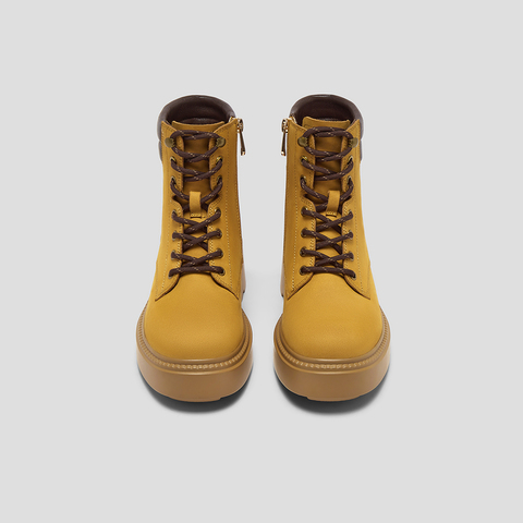 SKAP圣伽步女鞋2025冬季新款马丁靴户外大黄靴复古轻便女款休闲靴
