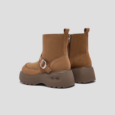 SKAP圣伽步女鞋2025冬季新款时装靴休闲增高复古减震女款运动靴