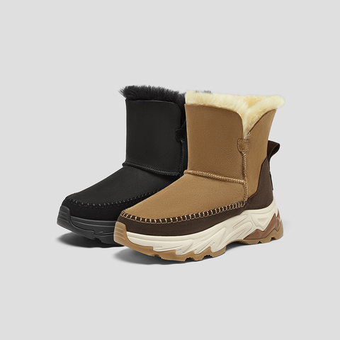 SKAP圣伽步女鞋2025冬季新款雪地靴加绒休闲保暖加厚女款运动靴