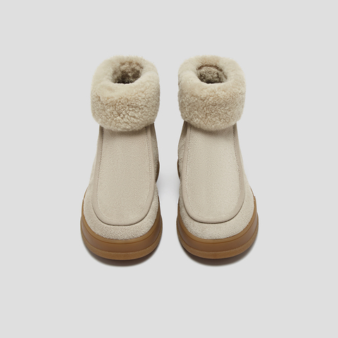 SKAP圣伽步女鞋2025冬季新款雪地靴毛绒保暖舒适短筒女款休闲靴