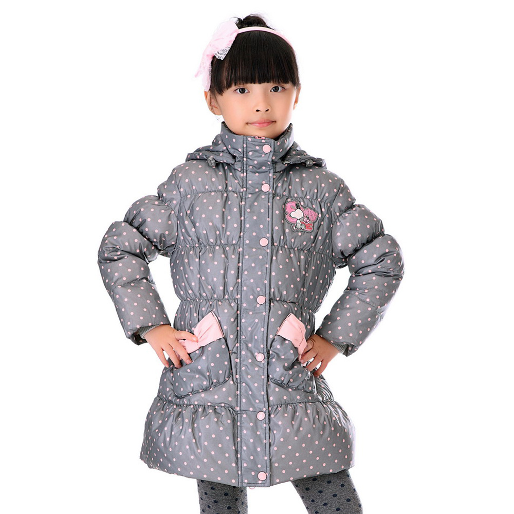 snoopy史努比儿童羽绒服女童中长款sw177680灰色