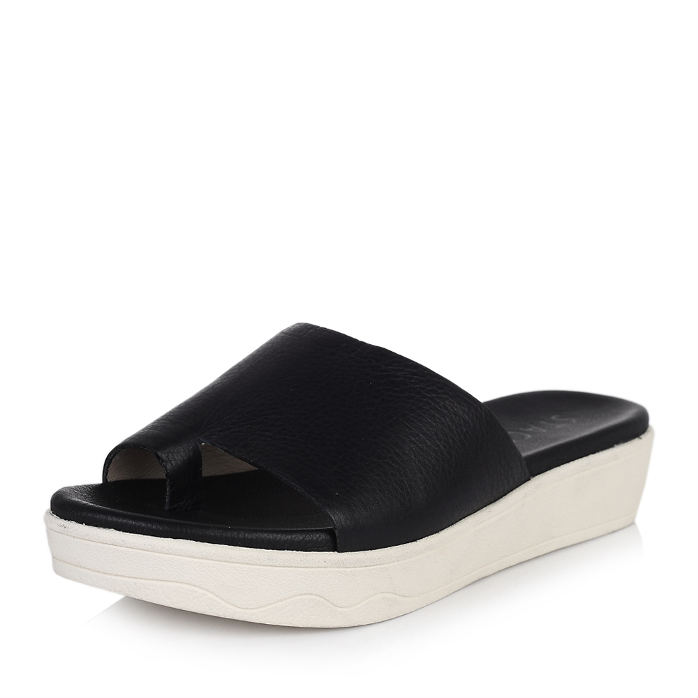 staccato/思加图 黑色荔牛皮女拖鞋9nf04bt3夏季