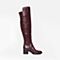 STACCATO/思加图冬季专柜同款紫红牛皮女长靴(绒里)9SF12DC6