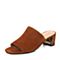 STACCATO/思加图夏季专柜同款棕色羊绒皮革女皮凉拖鞋9F101BT7