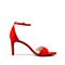 STACCATO/思加图2018年夏季专柜同款红色绒皮革简约女皮凉鞋9O903BL8