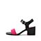 思加图2018年夏季专柜同款拼色皮配布简约女皮凉鞋9O205BL8