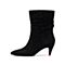 STACCATO/思加图2018冬专柜同款黑色羊绒皮革女皮靴9T407DZ8