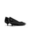思加图春季新款时尚尖头中跟浅口黑色简约女皮鞋9Y706AQ9