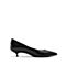 思加图春季新款时尚尖头中跟浅口黑色简约女皮鞋9Y706AQ9