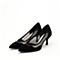 思加图春季新款黑色优雅气质中细跟尖头女浅口单鞋9S210AQ9