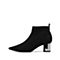 思加图春季新款时尚尖头粗中跟弹力布气质舒适女袜靴9YD54AD9