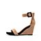 思加图夏季新款时尚一字带坡跟简约女纯凉鞋EXX61BL9
