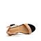 思加图夏季新款时尚一字带坡跟简约女纯凉鞋EXX61BL9