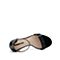 思加图夏季新款时尚漆皮粗高跟一字式扣带女纯凉鞋9DX01BL9