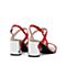 思加图夏季新款简约休闲舒适粗高跟露趾时尚女皮凉鞋9DX02BT9