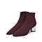 思加图冬季新款尖头时尚潮鞋粗跟飞织气质女短靴女鞋9G915DD9